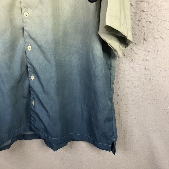 Motorcycle Pinup Shirt Mens XL Green Blue Ombre Button Front Camp Biker J/E/T - Picture 11 of 16